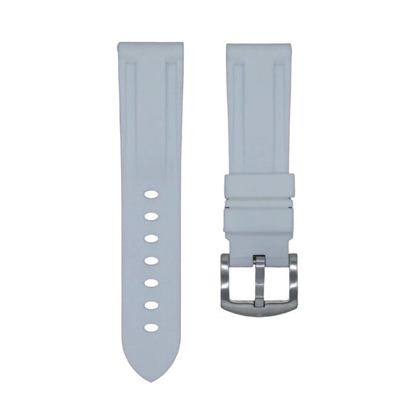 Tempomat 24mm White Rubber Strap for Breitling, Tudor, Panerai, Tag & More - Picture 1 of 3